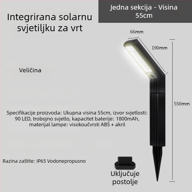Solarna vanjska vrtna svjetiljka s LED, 5W, IP65, domet 15–30 m²