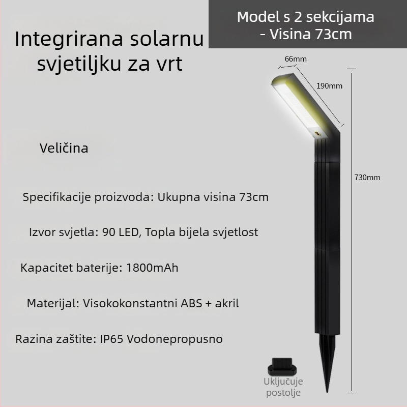 Solarna vanjska vrtna svjetiljka s LED, 5W, IP65, domet 15–30 m²