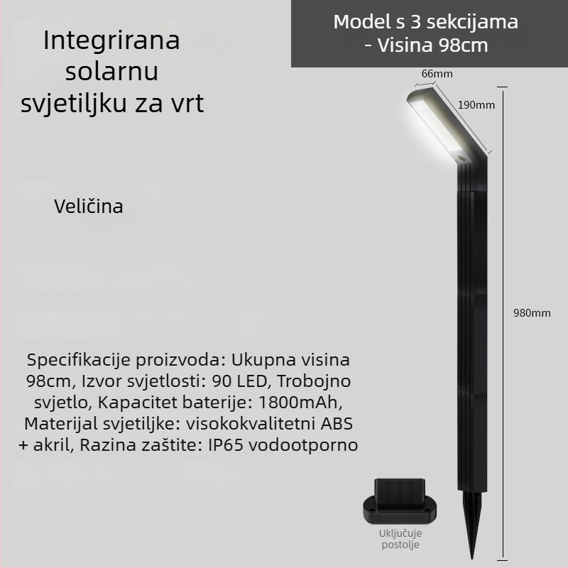 Solarna vanjska vrtna svjetiljka s LED, 5W, IP65, domet 15–30 m²