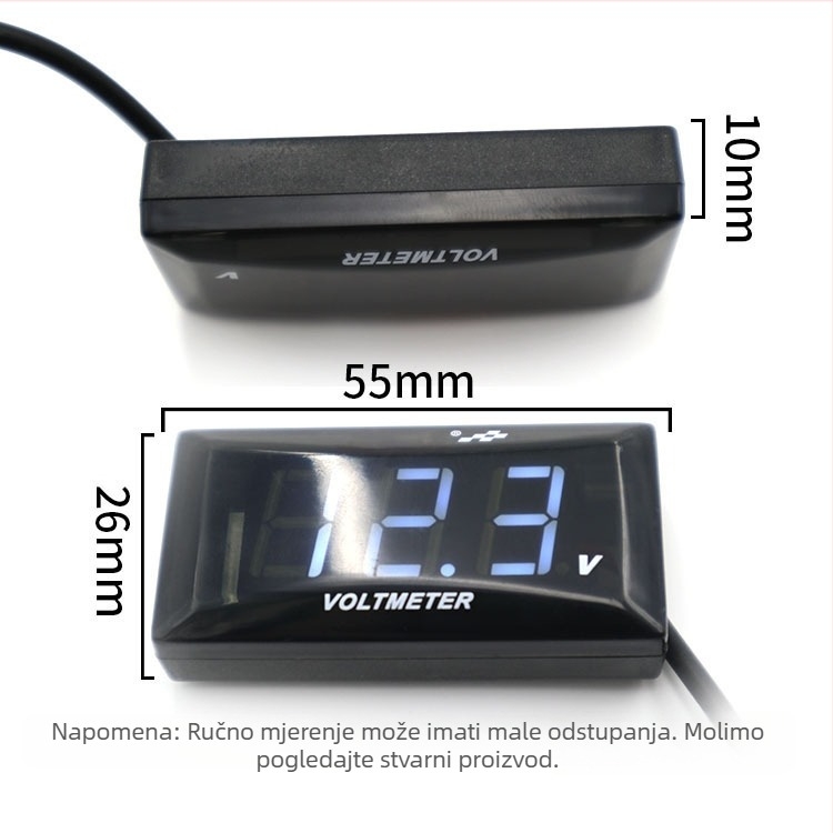 Voltmeter za električna vozila i motocikle s LCD zaslonom, raspon 12-150V