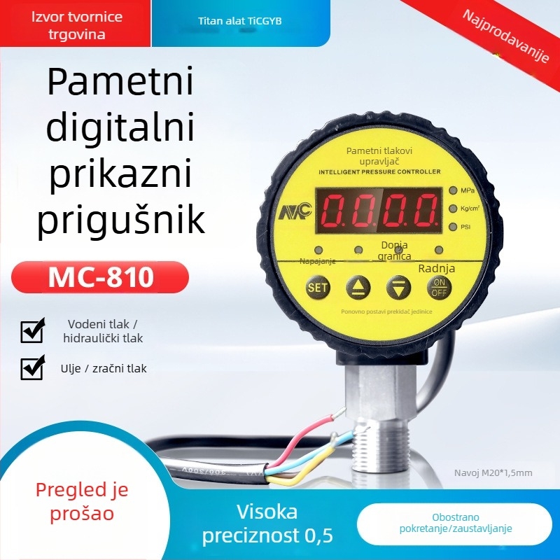 Mc-810 Inteligentni digitalni tlak prekidač s prikazom, raspon -0,1 do 60, točnost 0,5, navojno priključivanje