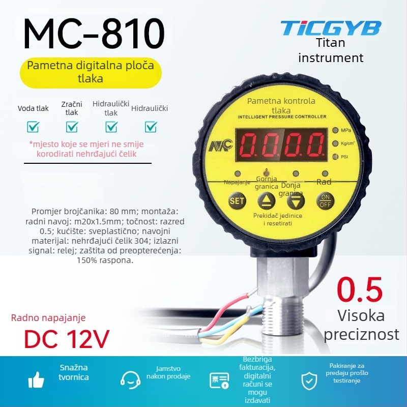 Mc-810 Inteligentni digitalni tlak prekidač s prikazom, raspon -0,1 do 60, točnost 0,5, navojno priključivanje