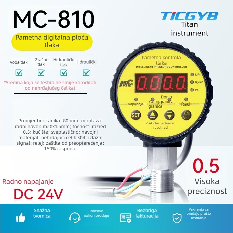 Mc-810 Inteligentni digitalni tlak prekidač s prikazom, raspon -0,1 do 60, točnost 0,5, navojno priključivanje