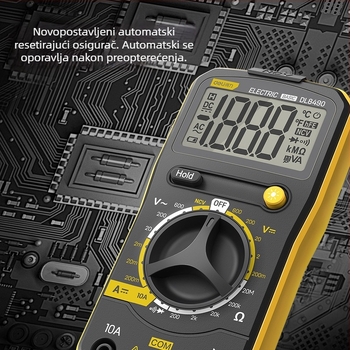 Digitalni multimetar za elektrikare — mjerenje DC napona, kapaciteta i temperatura, visoka preciznost