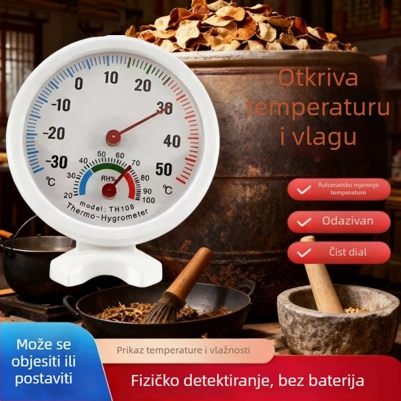 Unutarnji higrometar i termometar – bez baterije, kompaktan, HT-1