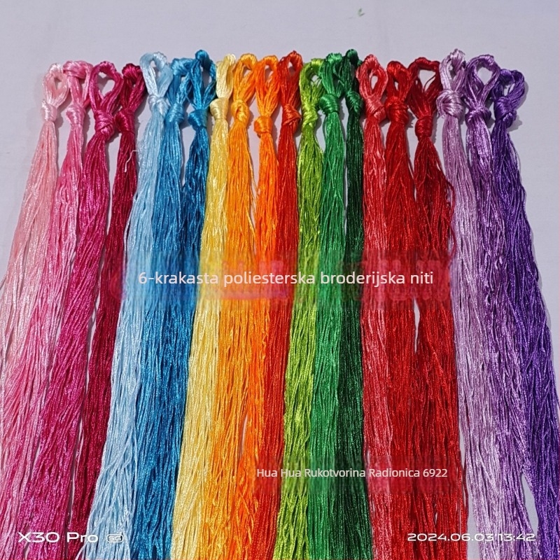 Kružna igla za izšivanje: 6-slojna svila nit za izšivanje, ručno izrađena, sjajna, bez dlačica, otporna na izblijedjivanje