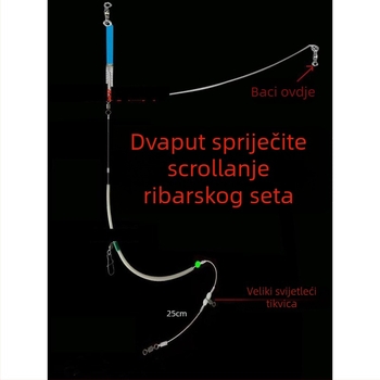 Ribolovni rig za morski ribolov sa zakrivljenim nožem, protiv zaplitanja, dvostruka linija, fluorescencijska najlon linija