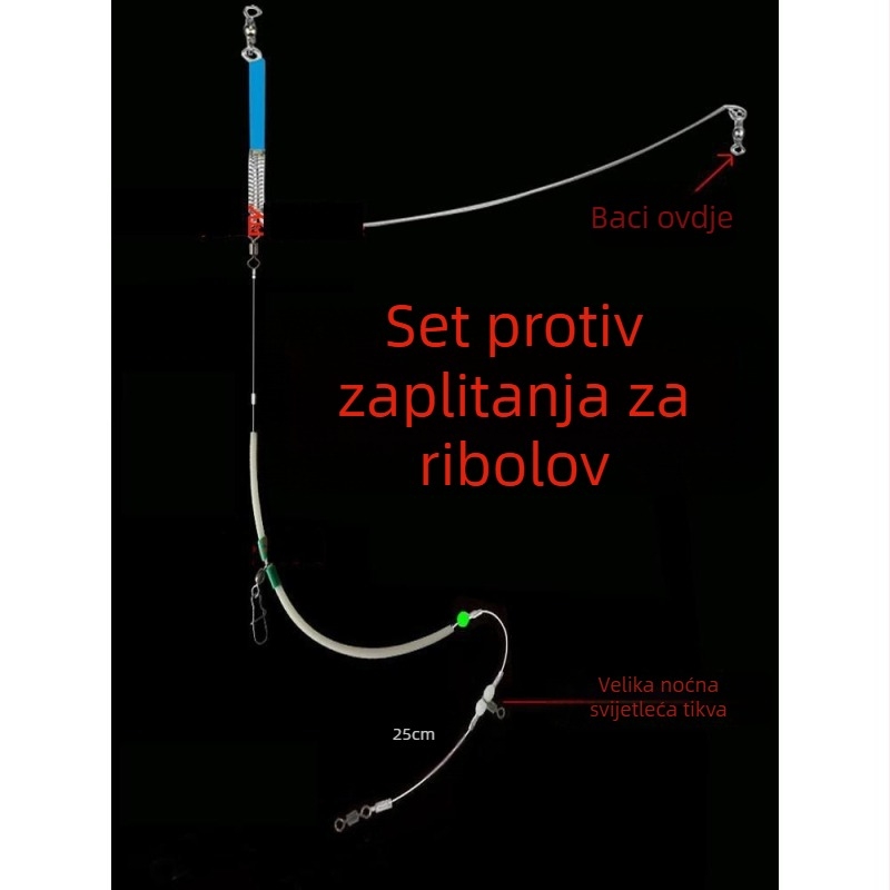 Ribolovni rig za morski ribolov sa zakrivljenim nožem, protiv zaplitanja, dvostruka linija, fluorescencijska najlon linija