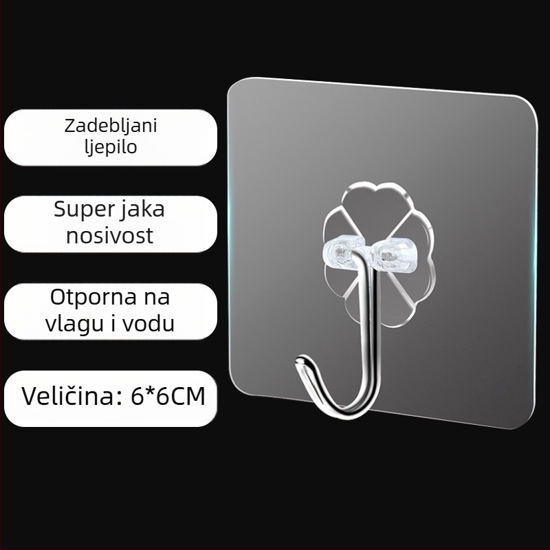 Plastični zidni vješak s višerednim kukicama za kuhinju, bez bušenja, bez tragova instalacije