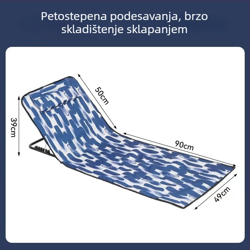 Vanjski prenosni plažni madrac od Oxford tkanine, s pet nivoa podešavanja, sklopiv, za sjedenje i ležanje, otporan na vlagu, težina 1,7 kg