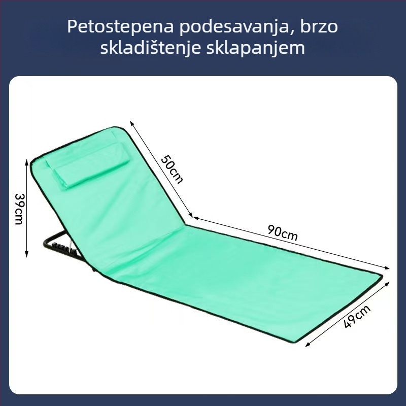 Vanjski prenosni plažni madrac od Oxford tkanine, s pet nivoa podešavanja, sklopiv, za sjedenje i ležanje, otporan na vlagu, težina 1,7 kg