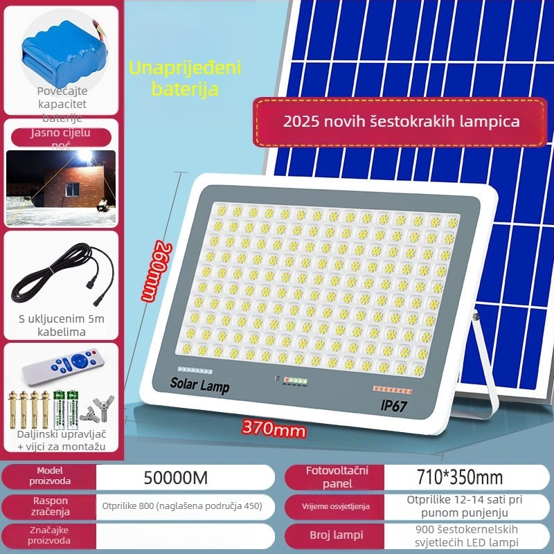 Solarna vanjska lantern za dvorište, IP67, daljinski upravljač, 6V, raspon osvjetljenja 200 m²+, 12–16 sati rada, Fire Dragon