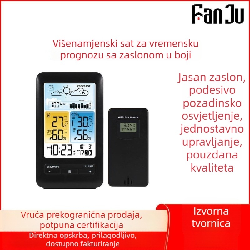 Unutarnji i vanjski mjerni uređaj za temperaturu i vlagu 3395D s vremenskom prognozom, alarmom, bojom zaslona, meteorološka stanica, vječni kalendar, elektronički meteorološki sat