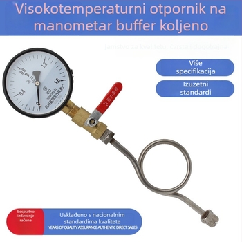 Set manometra od nehrđajućeg čelika s krivim spojem, kondenzacijskom cijevi i redukcijskom cijevi