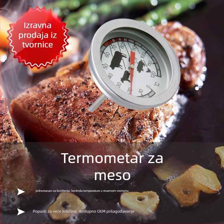 Kaitai kt kuhinjski termometar za hranu sa nehrđajućom sondom za BBQ, precizno mjerenje temperature; rezolucija 2°; prilagodba dostupna