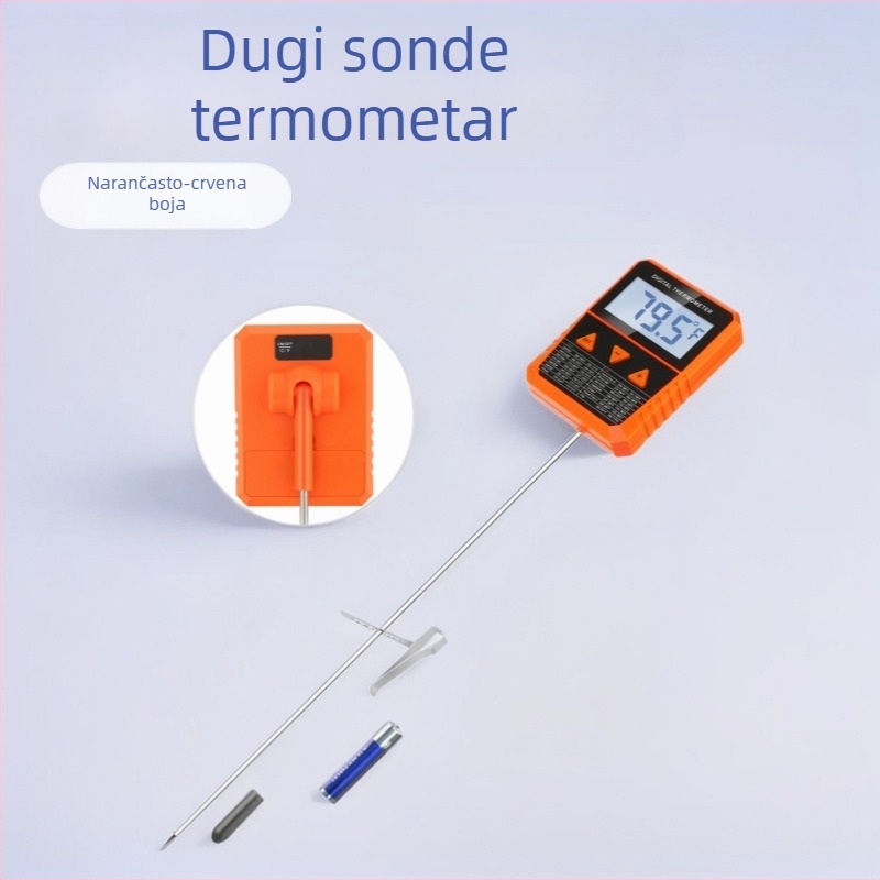 Termometar za hranu s velikim LCD zaslonom, visokom preciznošću, duga sonda, klips za lonac, za slatkiše, prženje i roštilj