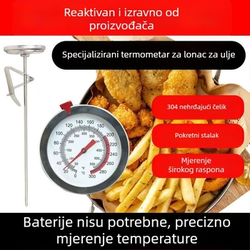 Termometar za hranu i ulje s visokopreciznim senzorom – za prženje, pečenje i mjerenje temperature vode