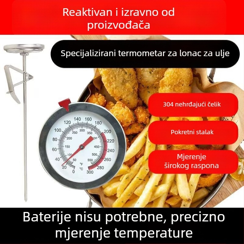 Termometar za hranu i ulje s visokopreciznim senzorom – za prženje, pečenje i mjerenje temperature vode