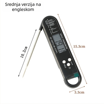 Skopljeni elektronički termometar za hranu s kontaktnim senzorom, višenamjensko mjerenje temperature (hrana, voda, ulje, mlijeko) s rezolucijom 0,1°C