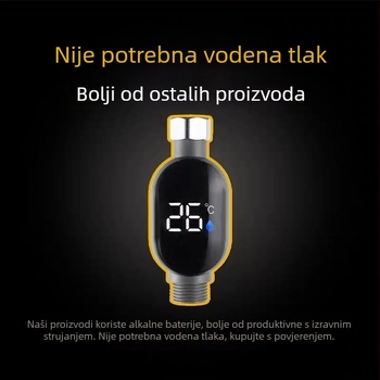 Tuš termometar s LED zaslonom, pametnim dodirnim zaslonom, mjerenje temperature, 4-pinsko sučelje