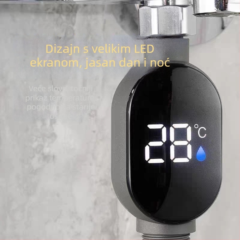 Tuš termometar s LED zaslonom, pametnim dodirnim zaslonom, mjerenje temperature, 4-pinsko sučelje