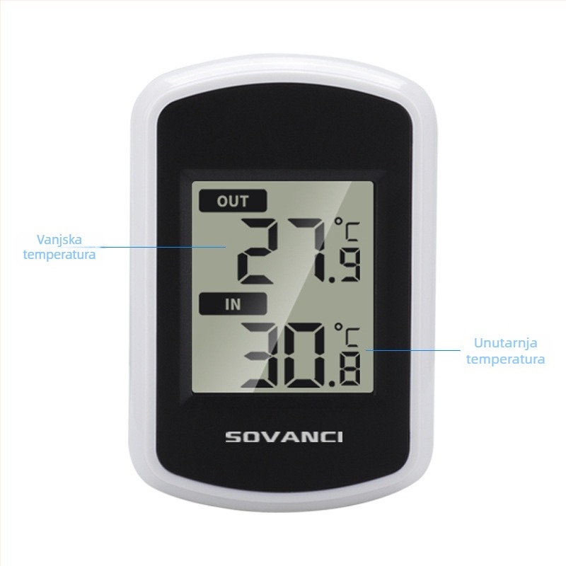 SOVANCI Bežični unutarnji-vanjski termometar, model XHX-FT004-B, rezolucija 0,1°C, prilagodljivo obrađivanje