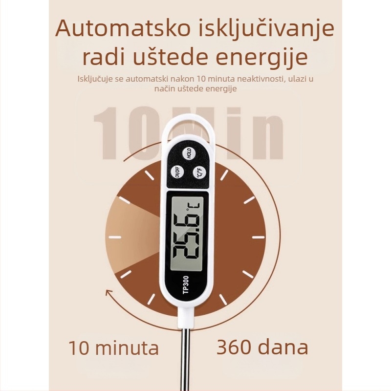 Digitalni kuhinjski termometar s sondom – za hranu, vodu, ulje, pečenje, mlijeko i tijesto