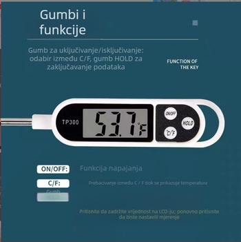 Hranomjer s digitalnim zaslonom, 0.1°C rezolucija, prilagodljive mogućnosti, pakiranje 200 komada