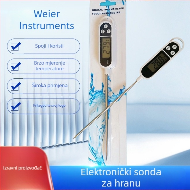 Hranomjer s digitalnim zaslonom, 0.1°C rezolucija, prilagodljive mogućnosti, pakiranje 200 komada
