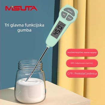 Misuta digitalni termometar za hranu, mlijeko i vodu, vodootporan, višenamjenski za suho i mokro korištenje