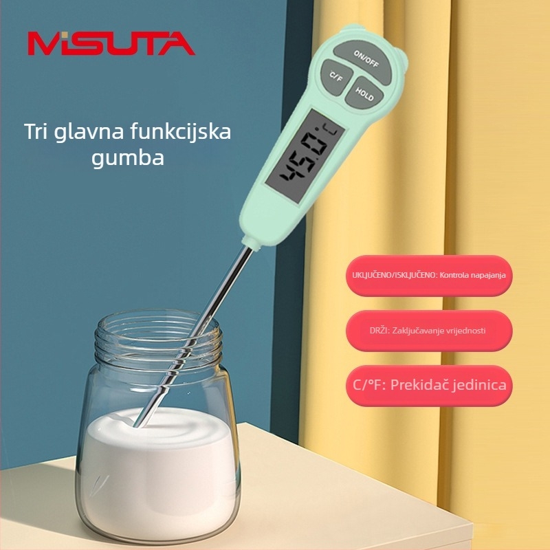 Misuta digitalni termometar za hranu, mlijeko i vodu, vodootporan, višenamjenski za suho i mokro korištenje