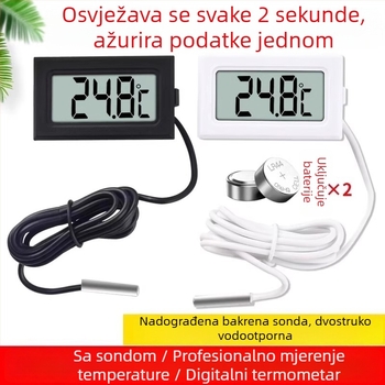 Digitalni termometar sa sondom, visoko precizan elektronički senzor temperature za akvarije i hladnjake