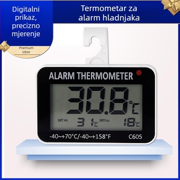 C605 Unutarnji/Vanjski mjerni uređaj za temperaturu s alarmom za hladnjak i kontrolom temperature (-40 do 70°C)