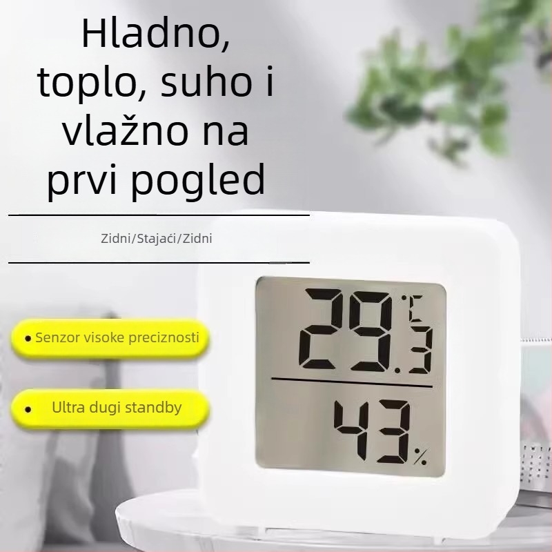 Unutarnji visoko precizan elektronički zidni termometar i higrometar za dječju sobu i hladnjak, mjerenje temperature i vlage.