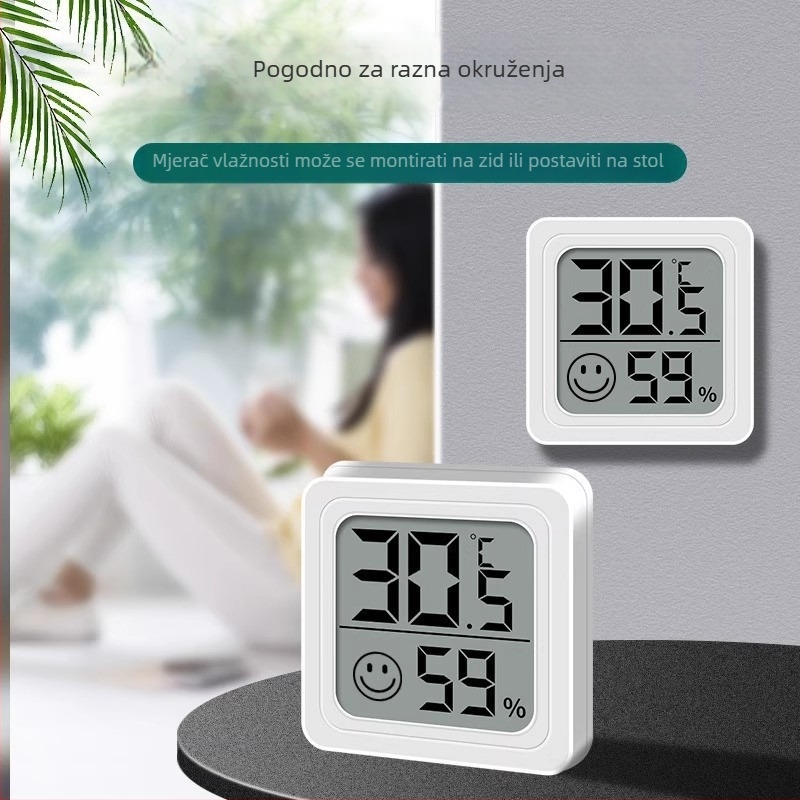 Unutarnji visoko precizan elektronički zidni termometar i higrometar za dječju sobu i hladnjak, mjerenje temperature i vlage.