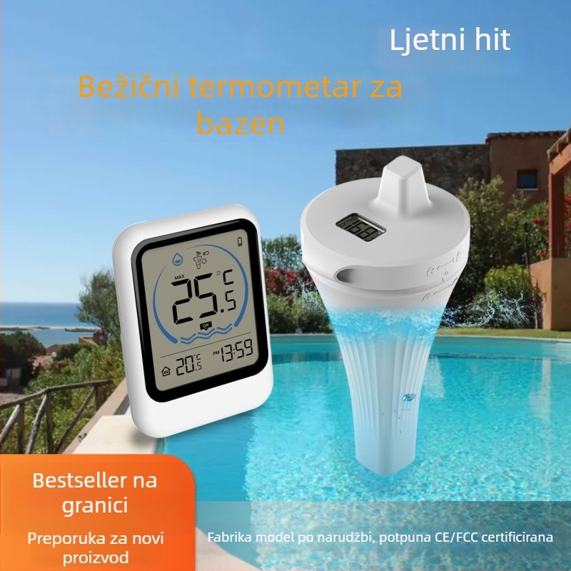 Bežični plivajući termometar za bazene, spremnike i kade | Model 8007A | Rezolucija temperature 2°C | Jednostavan za čitanje zaslona