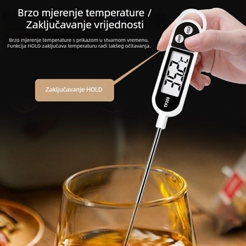 Digitalni kuhinjski termometar za vodu i ulje – visoka preciznost, digitalni zaslon, za kuhanje, prženje i pečenje te mjerenje temperature mlijeka