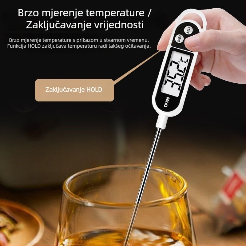 Digitalni kuhinjski termometar za vodu i ulje – visoka preciznost, digitalni zaslon, za kuhanje, prženje i pečenje te mjerenje temperature mlijeka