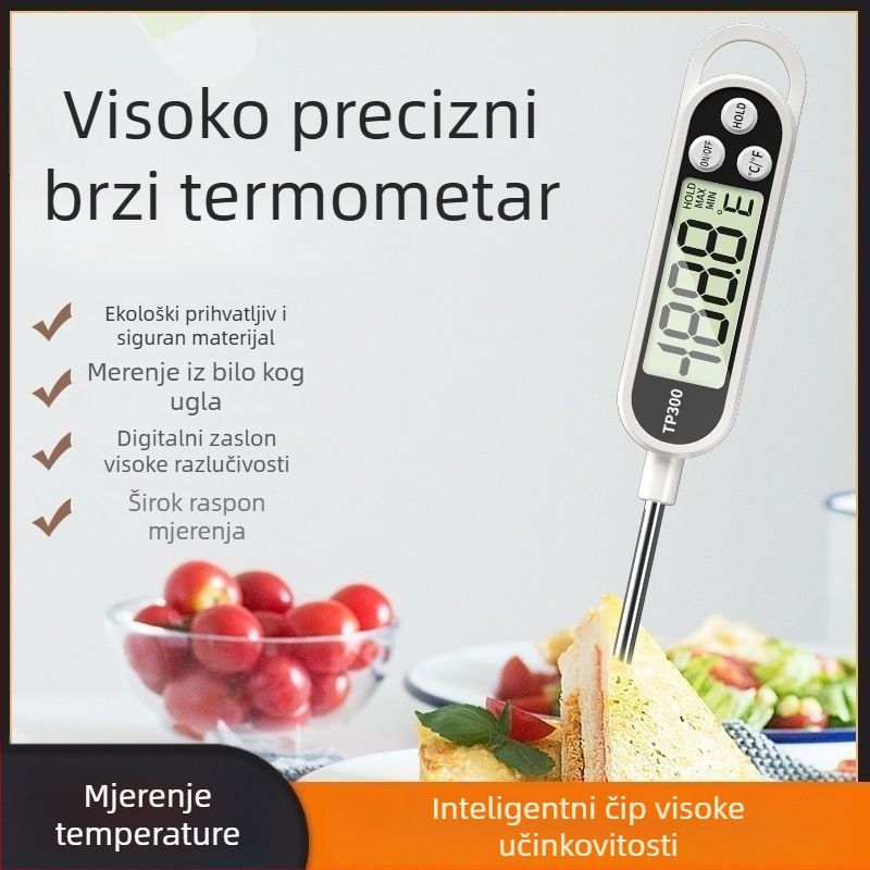 Digitalni kuhinjski termometar za vodu i ulje – visoka preciznost, digitalni zaslon, za kuhanje, prženje i pečenje te mjerenje temperature mlijeka