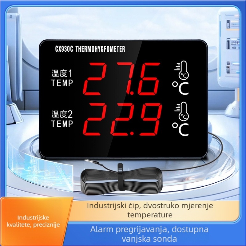 Dvostrani termometar za vodu s velikim zaslonom i senzorom, namijenjen uzgoju i skladištenju