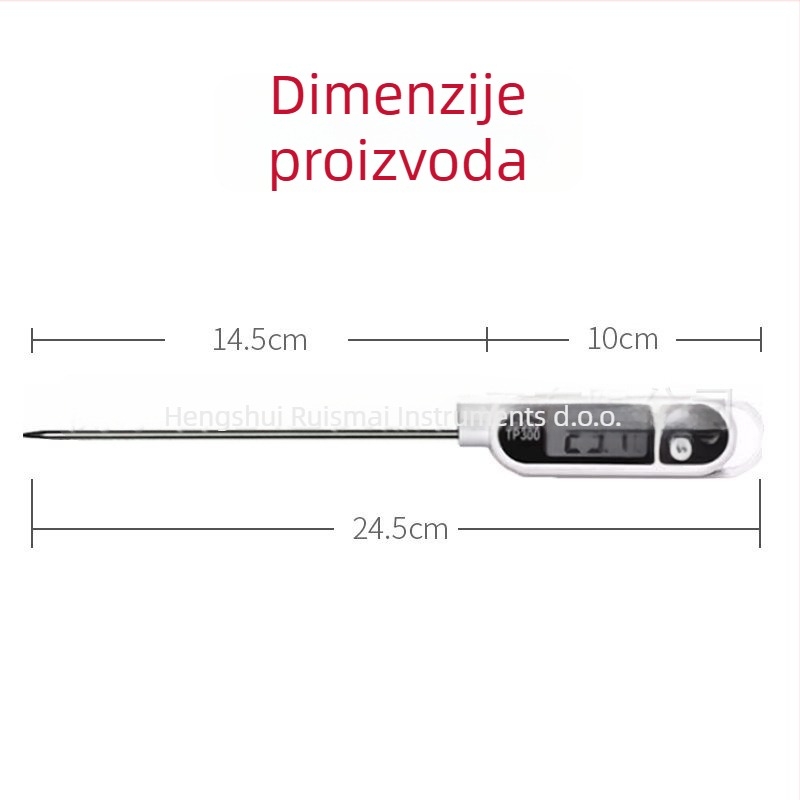Tp300 Hrana termometar s sondom za kuhinju i roštilj — digitalni termometar, mjeri temperaturu vode, ulja i mlijeka