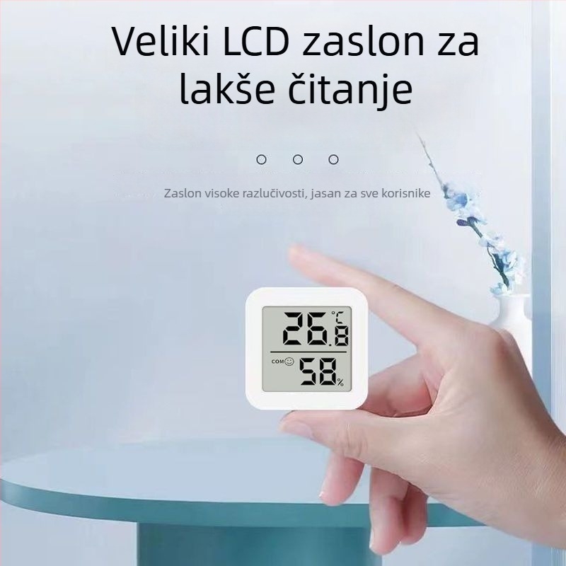 Unutarnji digitalni termometar i higrometar, zidni nosač, pametni displej