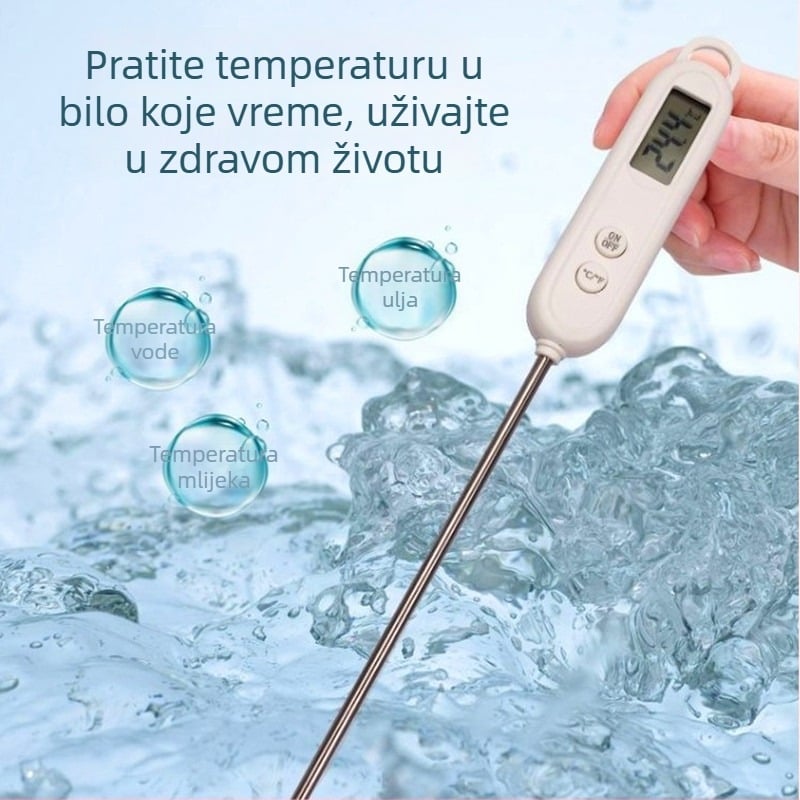 BBQ termometar s sondom za vodu - brzo očitavanje, rezolucija 0.1°C, termometar za hranu