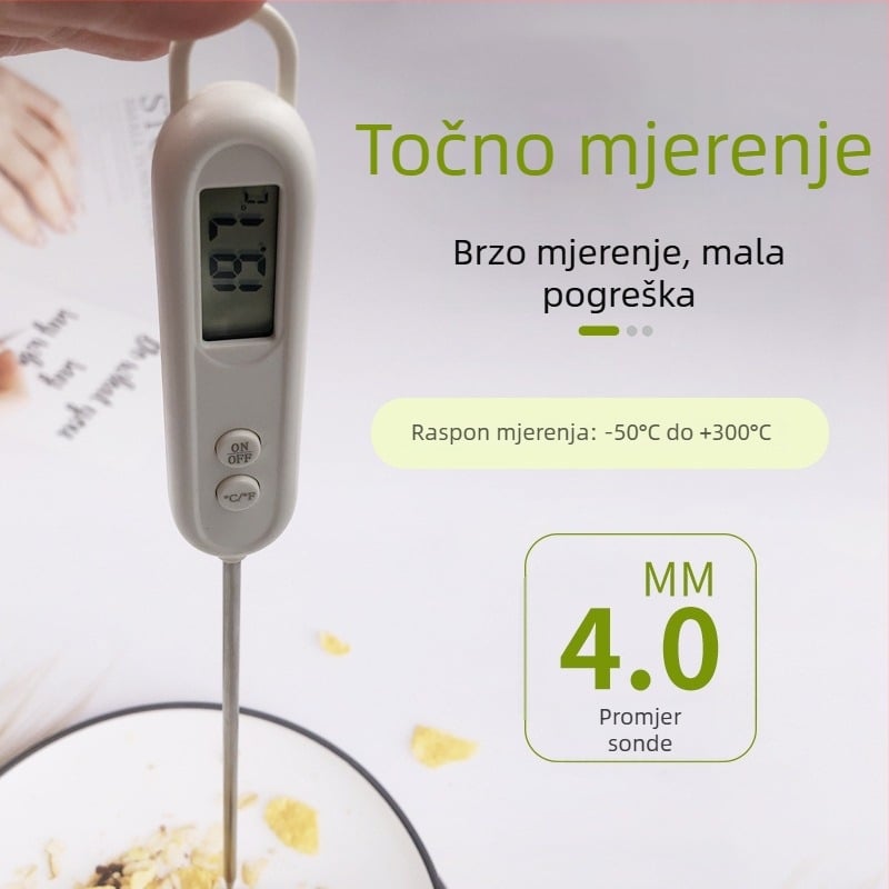 BBQ termometar s sondom za vodu - brzo očitavanje, rezolucija 0.1°C, termometar za hranu