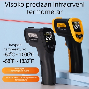 Bioall Ručni infracrveni bezdotik termometar za industrijske visoke temperature, prijenosni mjerni uređaj
