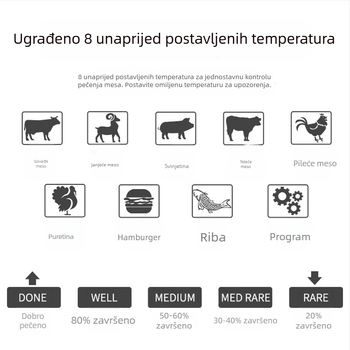 Termometar za ulje sa nehrđajućom sondom, digitalni zaslon, tajmer, visoka preciznost, kuhinja i pečenje