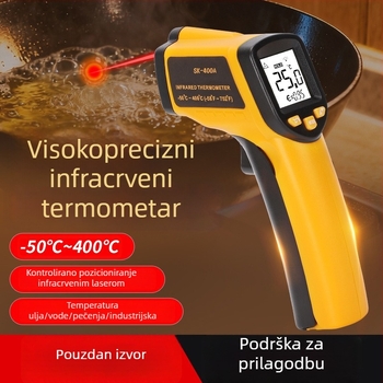 Infrared temperaturni pištolj za industrijsku upotrebu – visoka preciznost, brzina odziva 0,5 ms, mjerenje uljne temperature, baterije AAA x2