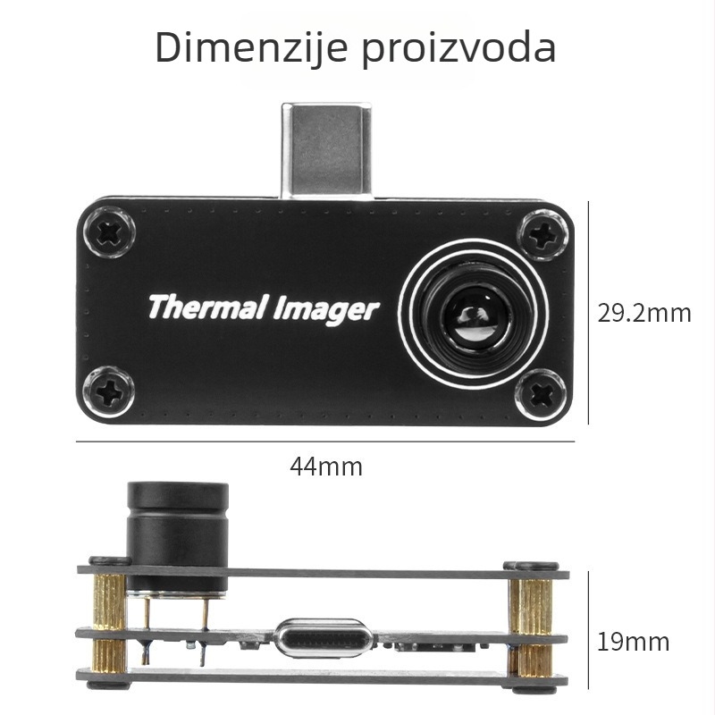 Android USB-C termalna kamera TIOP01 za mjerenje temperature, rezolucija 32×32