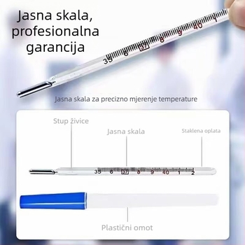 Stakleni živin termometar trokutastim štapićem, za odrasle i djecu, za oralno i pazušno mjerenje, brzo mjerenje temperature