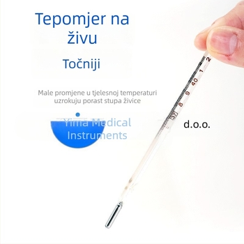 Stakleni živin termometar trokutastim štapićem, za odrasle i djecu, za oralno i pazušno mjerenje, brzo mjerenje temperature